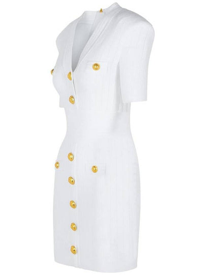 Balmain White Viscose Blend Dress - BALMAIN - BALAAN 2