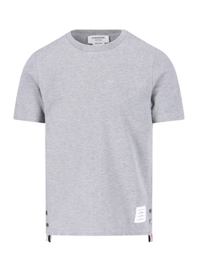 Men's Center Back Striped Short Sleeve T-Shirt Light Grey - THOM BROWNE - BALAAN 3