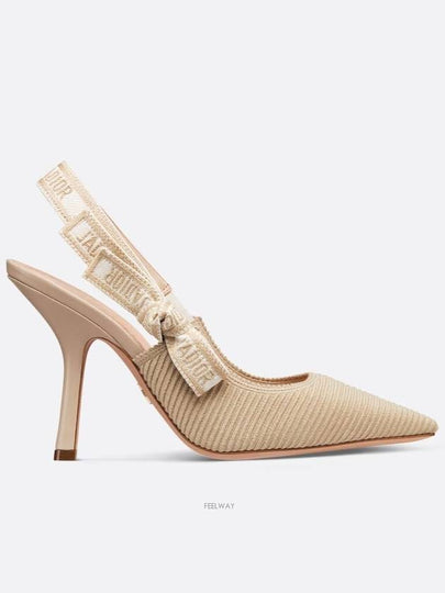 J'adior Cotton Embroidered Slingback Heels Beige - DIOR - BALAAN 2