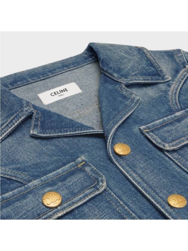 Trucker Denim Jacket Blue - CELINE - BALAAN 3