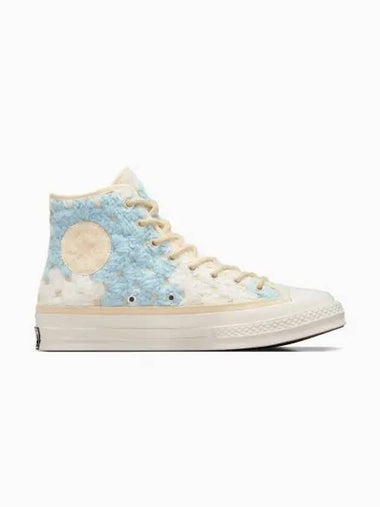 Upcycled Chuck 70 Crochet High Top Sneakers Blue Egret - CONVERSE - BALAAN 1