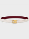 Medium reversible frame Triomphe belt Taurillon natural calfskin light burgundy white cotton - CELINE - BALAAN 5