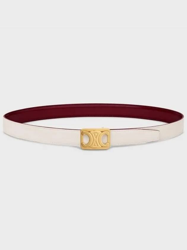 Medium reversible frame Triomphe belt Taurillon natural calfskin light burgundy white cotton - CELINE - BALAAN 5