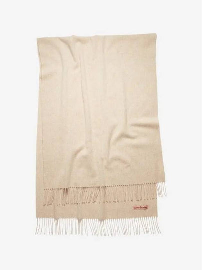 Logo Wool Fringe Scarf Oatmeal Melange - ACNE STUDIOS - BALAAN 2