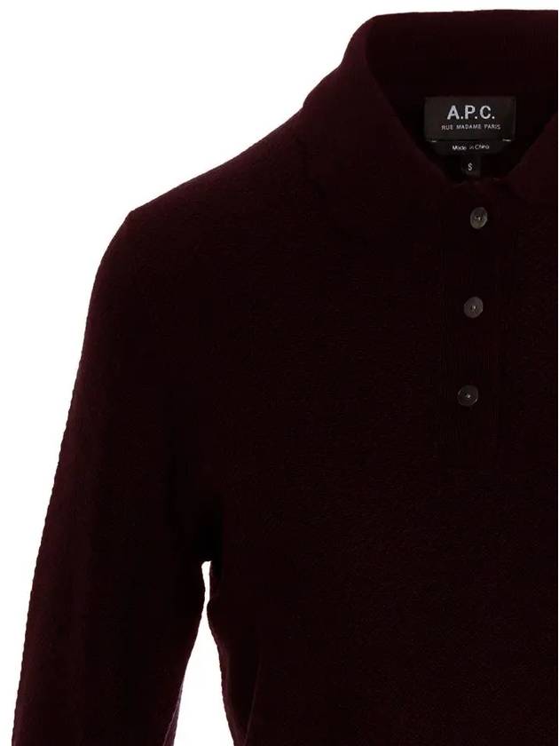 WoMen's Olivia Long Sleeve Polo Shirt Dark Burgundy - A.P.C. - BALAAN 5