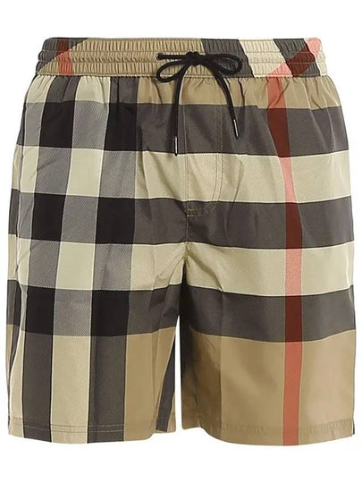 ExaGGerated Check Drawcord Swim Shorts Archive Beige - BURBERRY - BALAAN 2