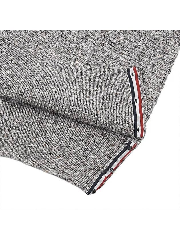 Donegal Twist Cable 4-Bar Classic Crewneck Knit Top Light Grey - THOM BROWNE - BALAAN 5