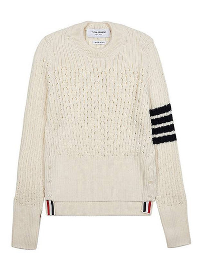 4 Bar Pointelle Knit Top White - THOM BROWNE - BALAAN 2