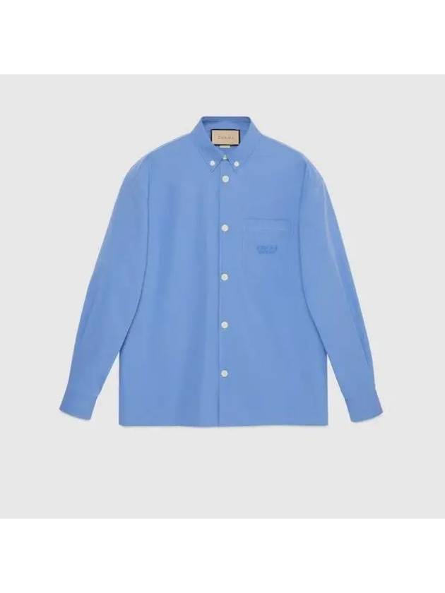 Embroidered Cotton Shirt Blue Boutique 770291ZAPC54544 - GUCCI - BALAAN 1