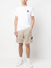 Men's Logo Patch Cargo Shorts Beige - STONE ISLAND - BALAAN 5