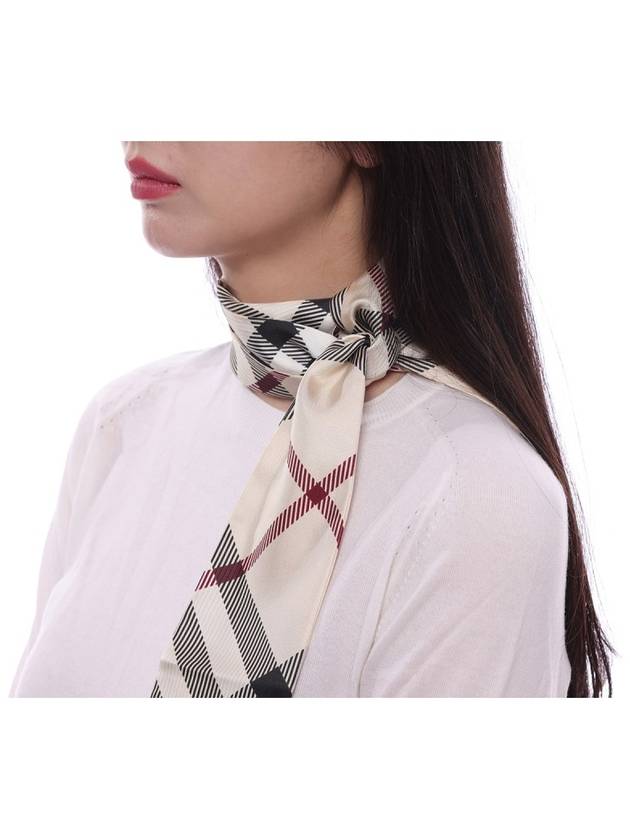 Skinny Check Silk Scarf Stone - BURBERRY - BALAAN 5