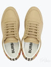 Men's Checked Cotton Leather Low Top Sneakers Beige - BURBERRY - BALAAN 2