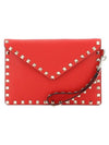 Rockstud Envelope Clutch Bag Red - VALENTINO - BALAAN.