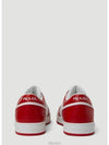 Men's Downtown Triangle Logo Leather Low Top Sneakers White Lacquer Red - PRADA - BALAAN 6