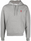 Mini Heart Logo Patch Embroidered Hoodie Heather Grey - AMI - BALAAN 2