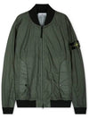 Men's Wappen Patch Zip-Up Bomber Jacket Green - STONE ISLAND - BALAAN 4