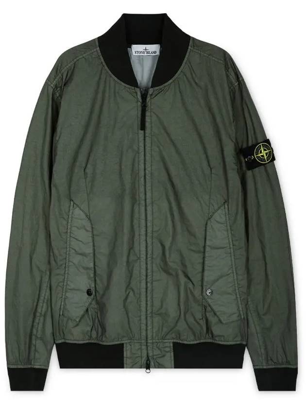 Men's Wappen Patch Zip-Up Bomber Jacket Green - STONE ISLAND - BALAAN 2