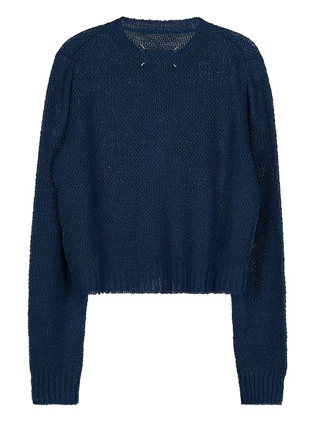 Hemp Basket Weave Knit Cardigan Blue - MAISON MARGIELA - BALAAN 3