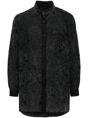 patterned jacquard asymmetric collar shirt HSB20008 - YOHJI YAMAMOTO - BALAAN 1