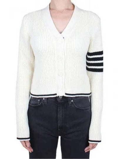 4 Bar Cable Wool Crop Cardigan Ivory - THOM BROWNE - BALAAN 2