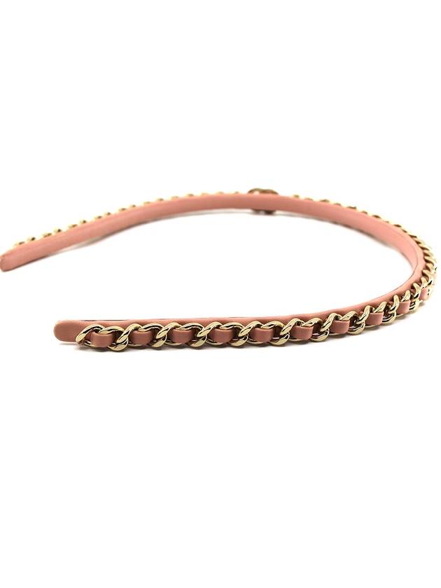 CH Calfskin Leather Twisted Hairband Headband Pink Gold AB8582 CH21AC015PK - CHANEL - BALAAN 3