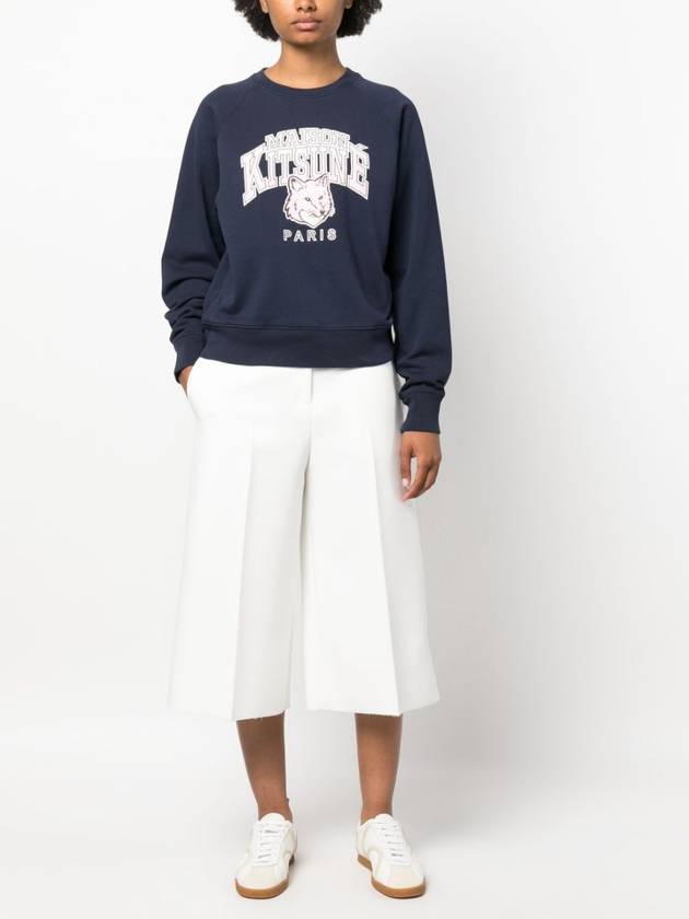 Campus Fox Print Cotton Sweatshirt Navy - MAISON KITSUNE - BALAAN 3