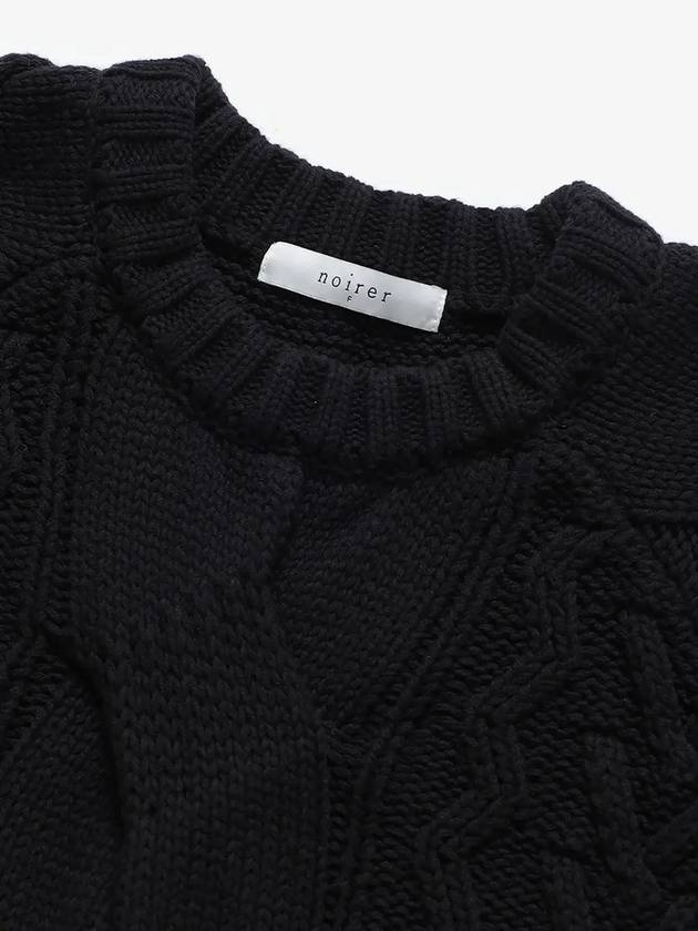 Heavy Multi Cable Knit Top Black - NOIRER FOR WOMEN - BALAAN 5