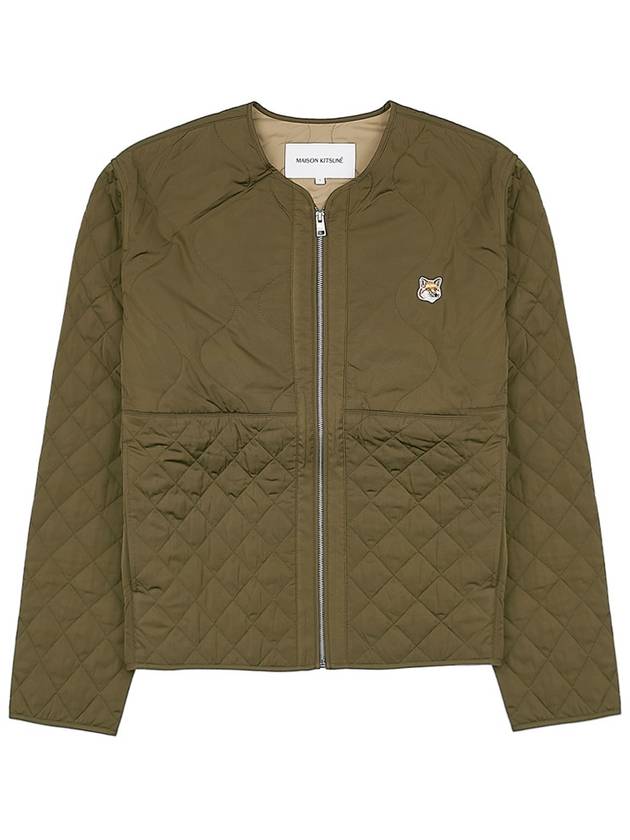 Maison Kitsune Men's Foxhead Quilted Jacket LM02106WQ4016 KHAKI - MAISON KITSUNE - BALAAN 1