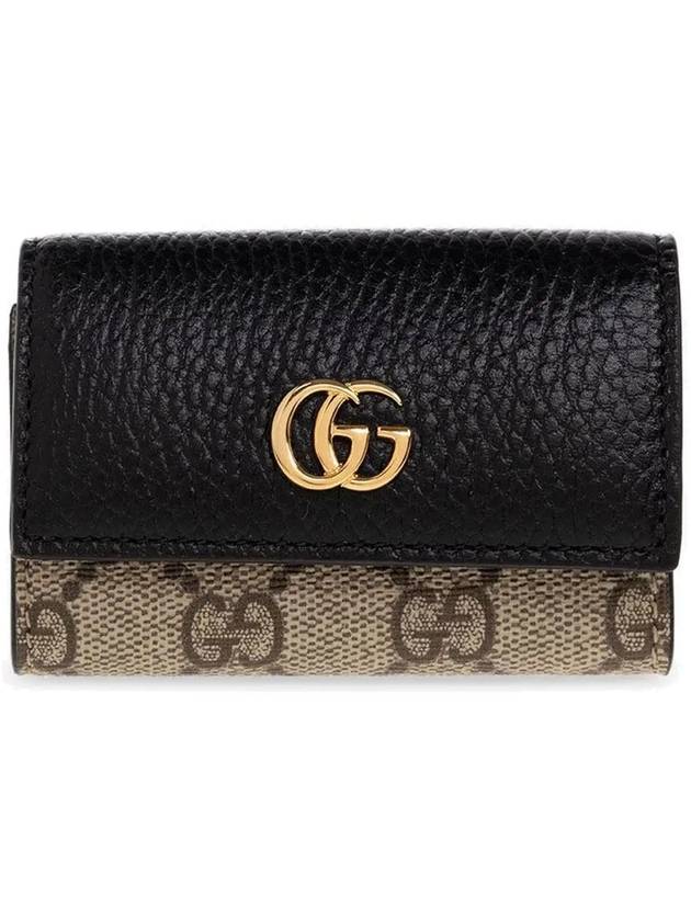 GG Marmont Leather Key Holder Beige Black - GUCCI - BALAAN 2