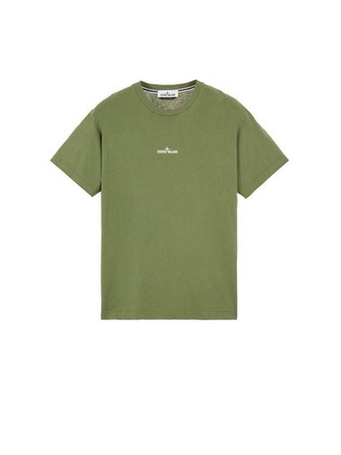 Men's Chest Logo Back Print Short Sleeve T-Shirt Olive Green - STONE ISLAND - BALAAN 1