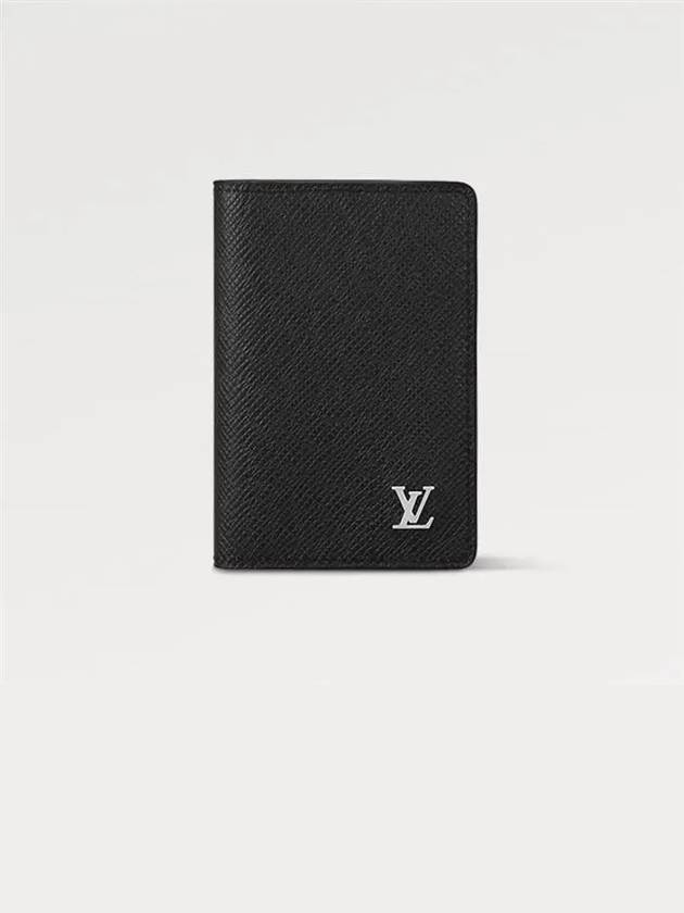 Pocket Organizer Taiga Leather Card Wallet Black - LOUIS VUITTON - BALAAN 2