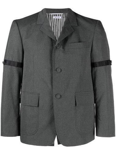 Single Breasted Button Blazer Jacket Grey - THOM BROWNE - BALAAN 1