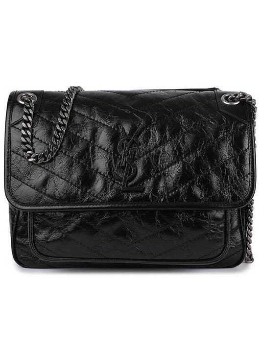 Crinkle Vintage Leather Nikki Medium Shoulder Bag Black - SAINT LAURENT - BALAAN 2
