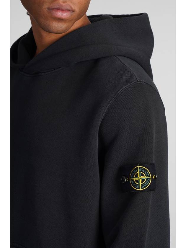 Old Effect Cotton Diagonal Fleece Hoodie Black - STONE ISLAND - BALAAN 6