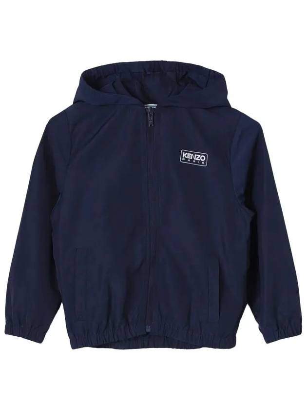 Kids Logo Print Hooded Jacket Navy - KENZO - BALAAN 2