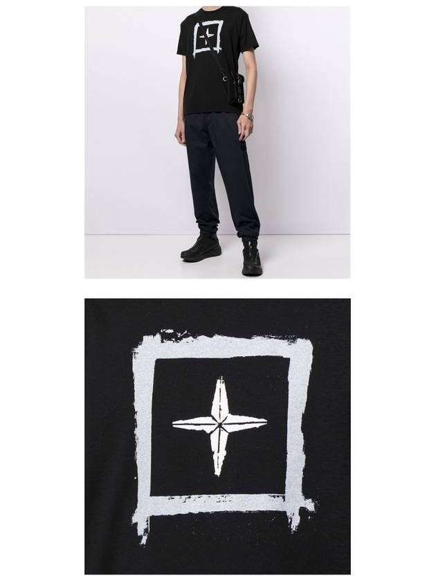 Stencil Two Logo Short Sleeve T-Shirt Black - STONE ISLAND - BALAAN 6