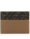 FF square leather card wallet beige - FENDI - BALAAN 3