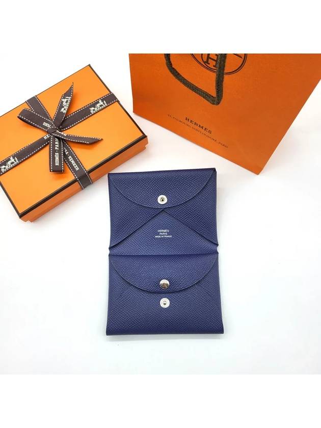 Calvi Duo Compact Card Wallet Navy - HERMES - BALAAN 3