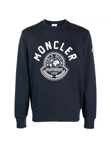 Printed Motif Sweatshirt Navy Blue - MONCLER - BALAAN 1