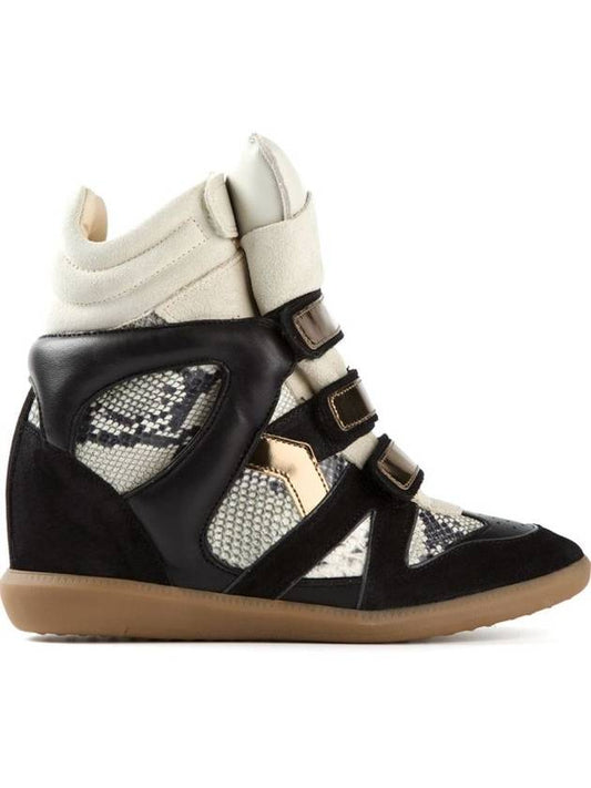 Bonnie Wedge High Top Sneakers Black - ISABEL MARANT - BALAAN.