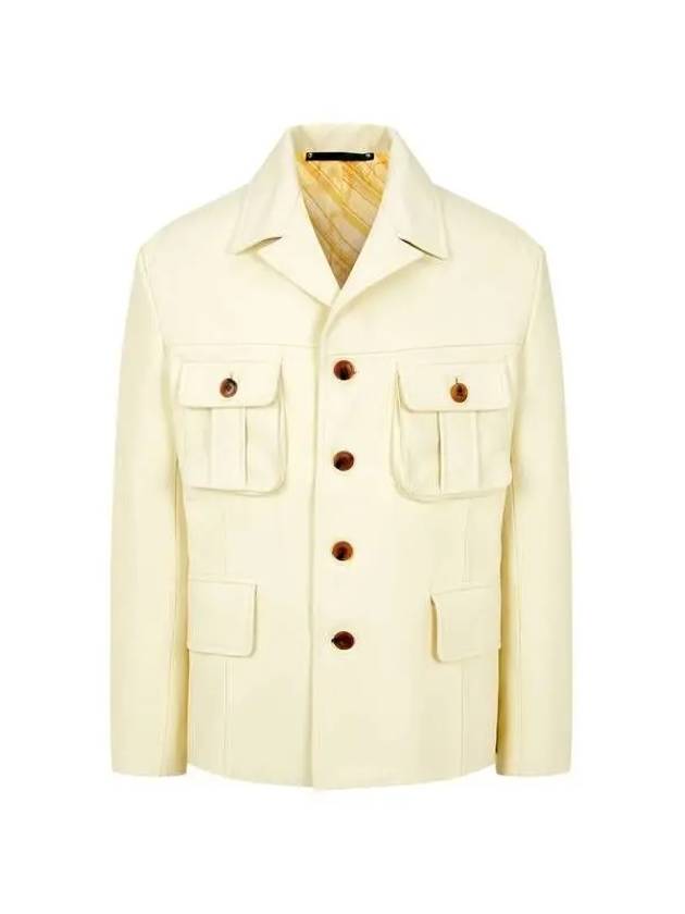 COMMISSION Pocket Point Leather Jacket Light Yellow 271132 - PAUL SMITH - BALAAN 1