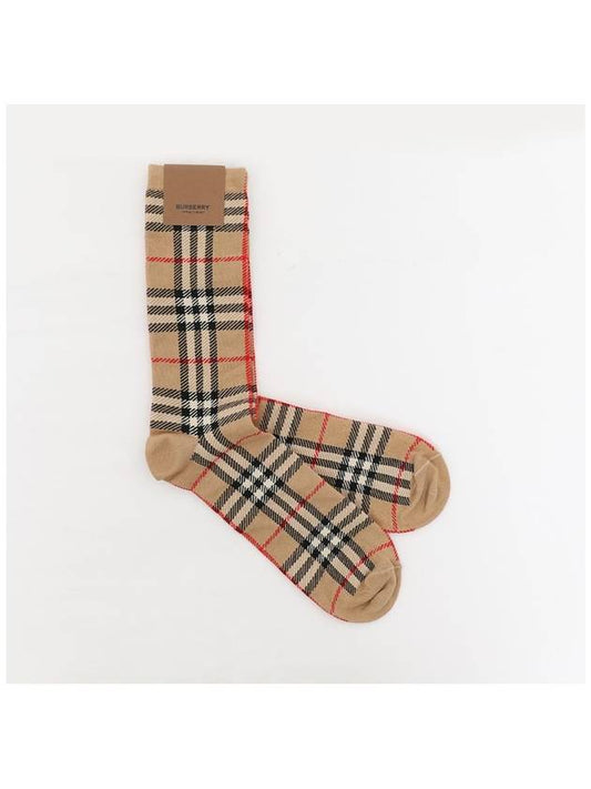 Vintage Check Cotton Cashmere Socks Beige - BURBERRY - BALAAN 2