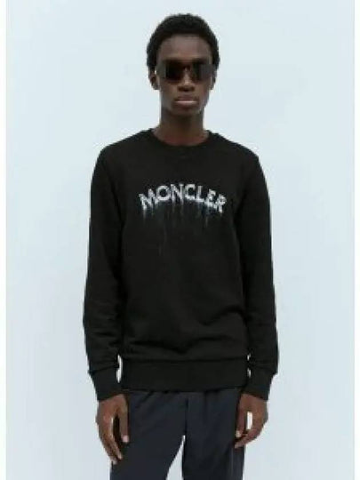 Logo Print Faded Effect Sweatshirt Black - MONCLER - BALAAN 2