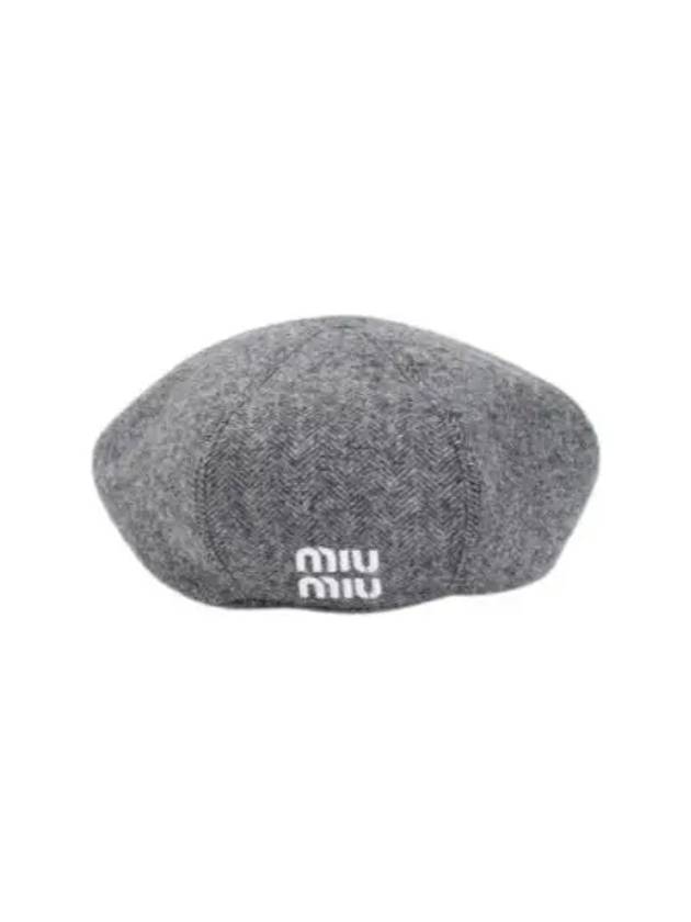 Wool Chevron Beret Black - MIU MIU - BALAAN 2