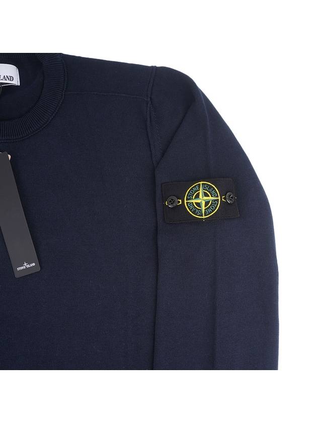 Crewneck Soft Cotton Knit Top Navy - STONE ISLAND - BALAAN 3