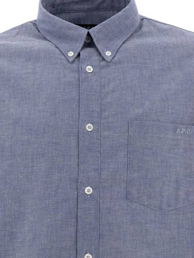 Edouard Logo Long Sleeve Shirt Blue - A.P.C. - BALAAN 4