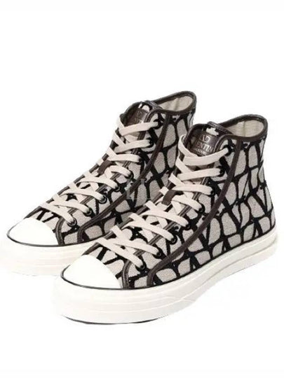 Toile Iconographe High Top Sneakers Beige - VALENTINO - BALAAN 2