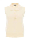 Cashmere Mix Sleeveless Vest Knit Top Ivory - GANNI - BALAAN 2