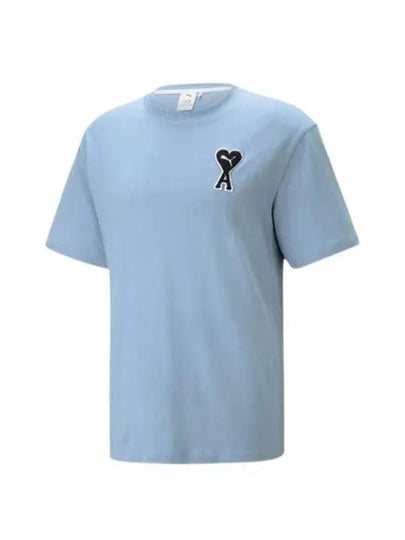 Logo Crew Neck Short Sleeve T-Shirt Blue - PUMA - BALAAN 2