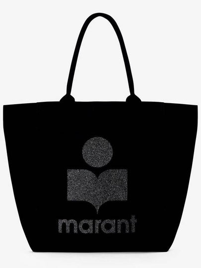 Women's Yenky Glitter Logo Tote Bag Black - ISABEL MARANT - BALAAN 2